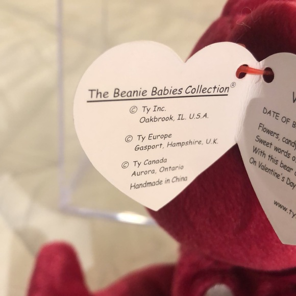 “Valentina” TY Beanie Baby, Red Bear, Vintage Collectible 1998 - Picture 5 of 11
